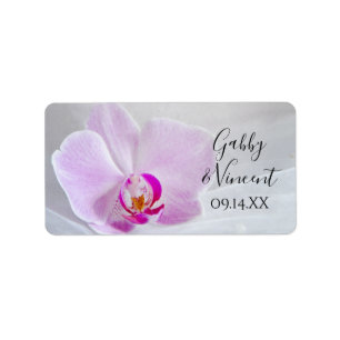 Pink Orchid and Veil Wedding Favour Tags
