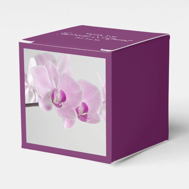 Pink Orchid Elegance Wedding Favour Box (Front Side)