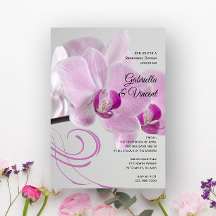 Pink Orchid Elegance Wedding Rehearsal Dinner Invitation