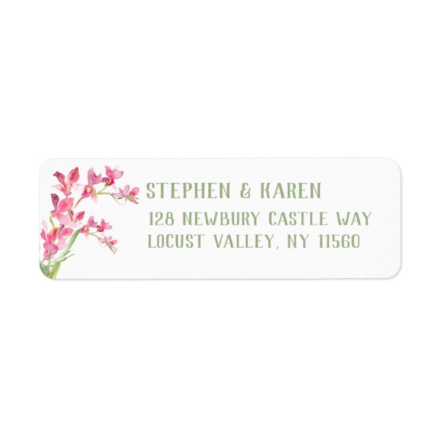 Pink Orchid Elegant Return Address Label (Front)