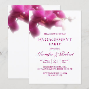 Pink Orchid Engagement Invitation