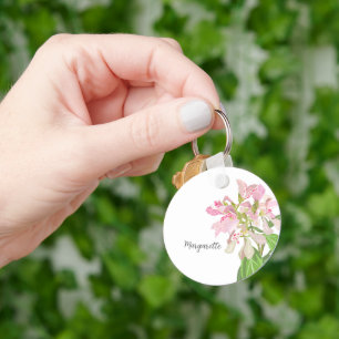 Pink Orchid Floral Design – Elegant Botanical Art Keychain
