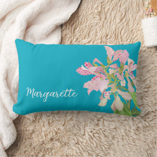 Pink Orchid Floral Design – Elegant Botanical Art Lumbar Pillow