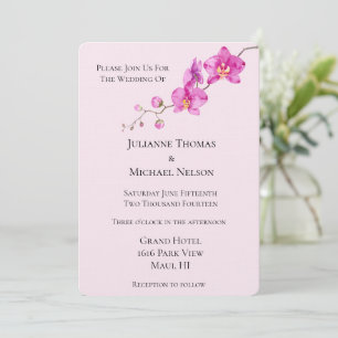 Pink Orchid Floral Wedding Invitation