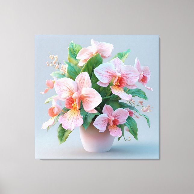 Pink Orchid Flower Arrangement Canvas Print (Front)