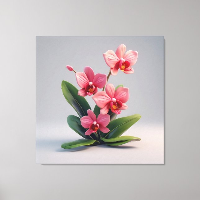Pink Orchid Flower Arrangement Canvas Print (Front)