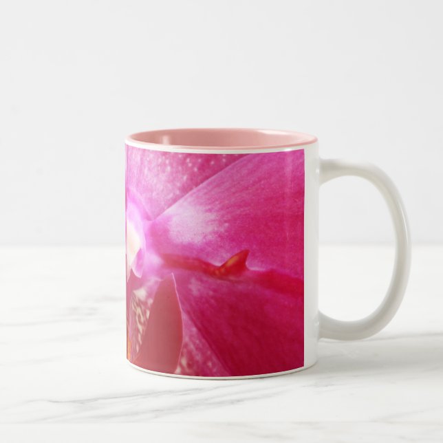 Pink Orchid Flower Two-Tone Coffee Mug (Right)