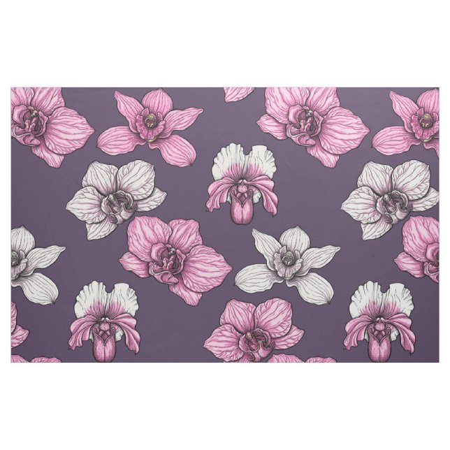 Pink orchid flowers fabric (Fat Quarter)