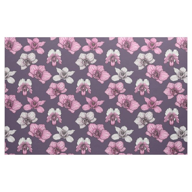 Pink orchid flowers fabric (Fat Quarter)
