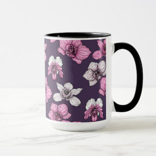 Pink orchid flowers mug