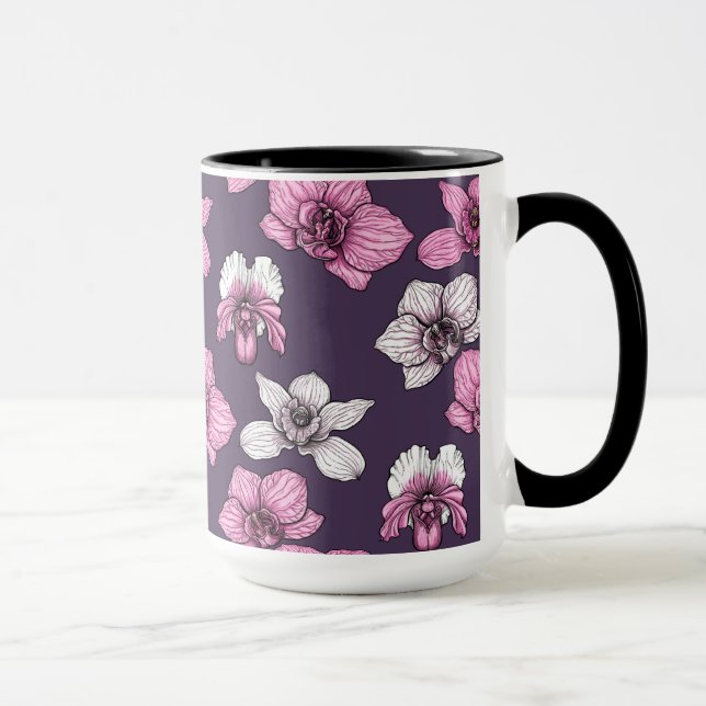 Pink orchid flowers mug (Right)