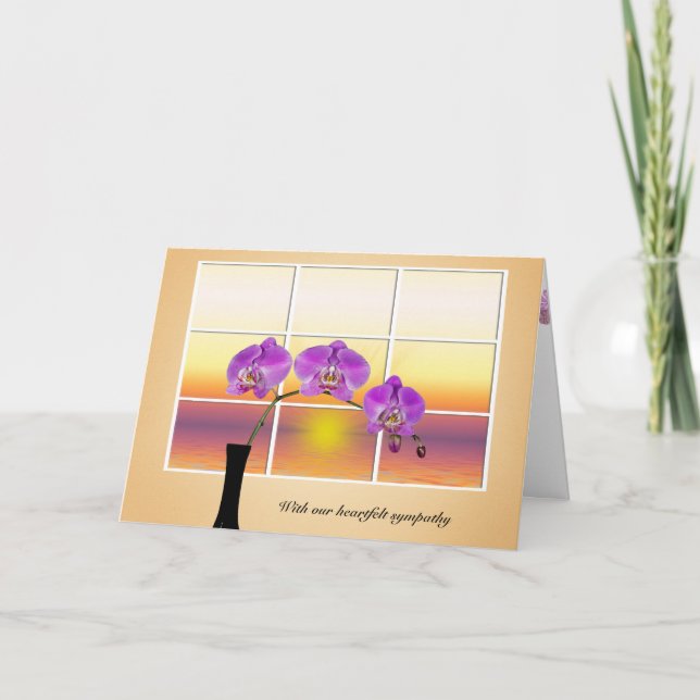 Pink Orchid in Window Sympathy Card (Front)