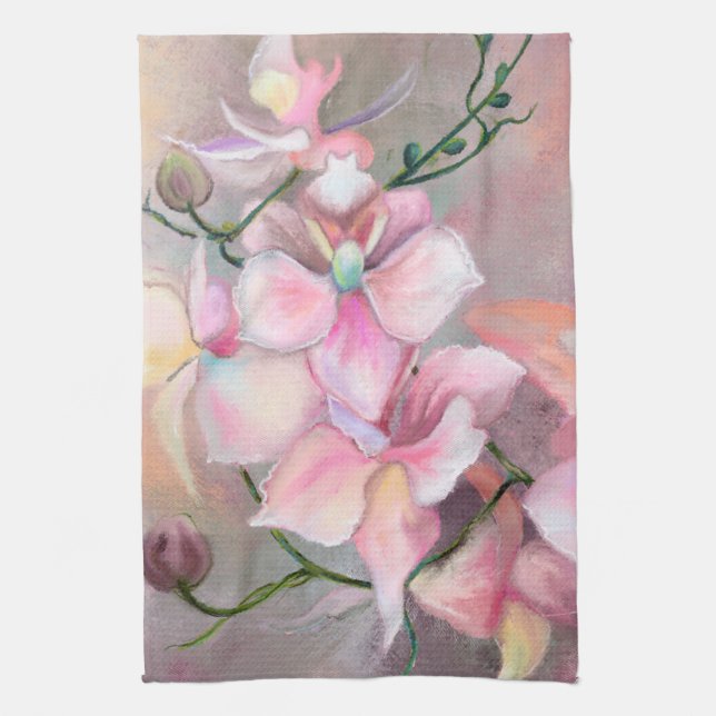 Pink Orchid Kitchen Towel (Vertical)
