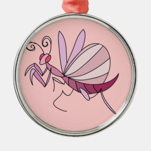 Pink Orchid Mantis Metal Ornament