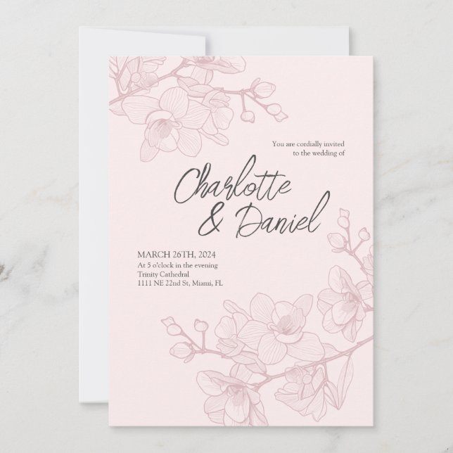 Pink Orchid Moments | Wedding Invitation (Front)