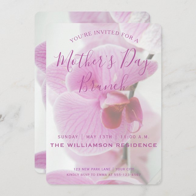 Pink Orchid | Mother's Day Brunch Invitation (Front/Back)