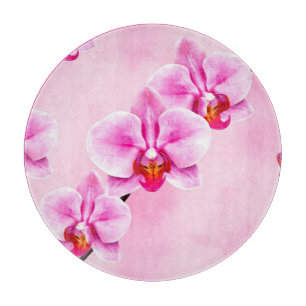 Pink Orchid Pattern Tropical Floral Soft Pastel Cutting Board