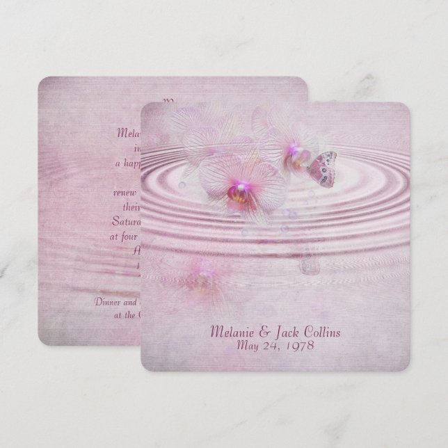 Pink Orchid Ripple Wedding Vow Renewal Invitation (Front/Back)