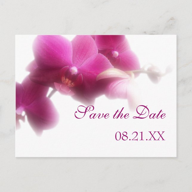 Pink Orchid Save the Date Announcement (Front)