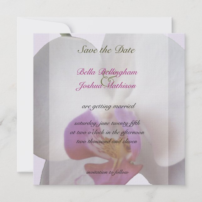 Pink Orchid Save the Date Invitation (Front)