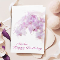 Pink Orchid Watercolor Flower Birthday