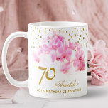 Pink Orchid Watercolor Gold Glitter 70th Birthday Coffee Mug<br><div class="desc">Pink Orchid Watercolor Gold Glitter 70th Birthday Coffee Mug. Modern floral 70th birthday mug with beautiful pink watercolor orchid and faux gold glitter. Add your name and age.</div>