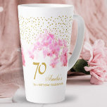 Pink Orchid Watercolor Gold Glitter 70th Birthday Latte Mug<br><div class="desc">Pink Orchid Watercolor Gold Glitter 70th Birthday Coffee Latte Mug. Modern floral 70th birthday mug with beautiful pink watercolor orchid and faux gold glitter. Add your name and age.</div>