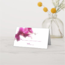 Pink Orchid Wedding Folded Place Card