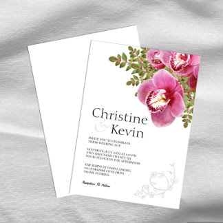 Pink Orchid Wedding Invitation