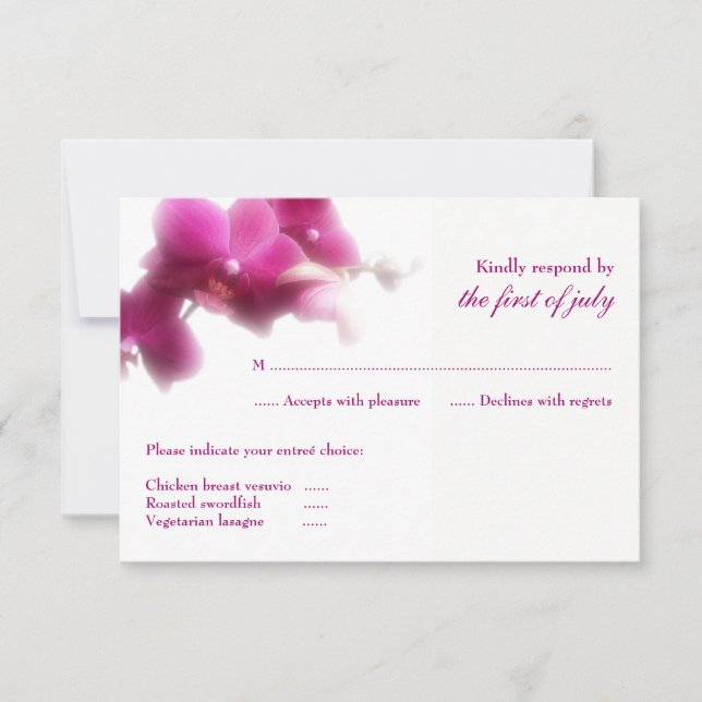 Pink Orchid Wedding RSVP Card (Front)