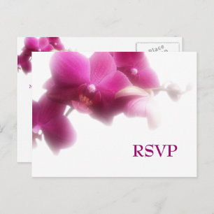 Pink Orchid Wedding RSVP Invitation Postcard
