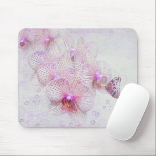 Pink Orchids and Butterfly  Mouse Pad
