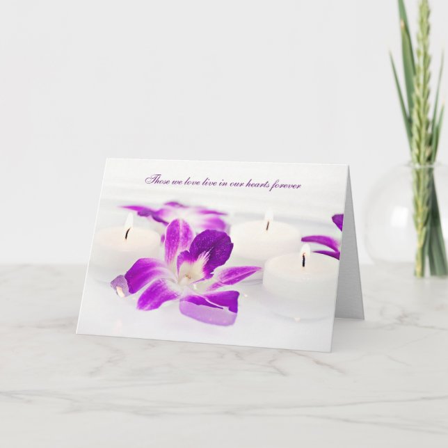 Pink Orchids and Candles Sympathy Card (Front)