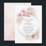 Pink Orchids and Pampas Grass Engagement Party Invitation<br><div class="desc">Exotic tropical engagement party invitations</div>