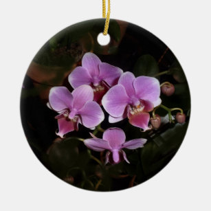Pink Orchids Ceramic Ornament