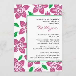 Pink Orchids Frame Bridal Shower Invitation
