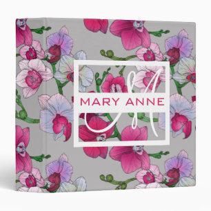 Pink Orchids In Bloom   Add Your Name Binder