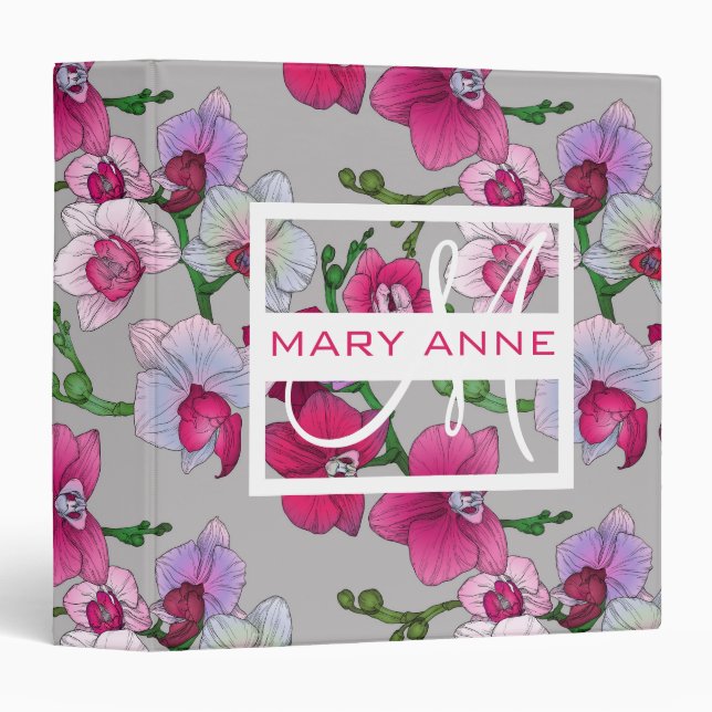 Pink Orchids In Bloom | Add Your Name Binder (Front/Spine)