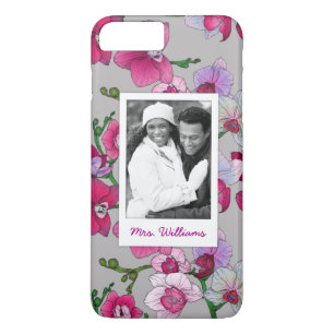 Pink Orchids In Bloom Add Your Photo & Name iPhone 8 Plus/7 Plus Case