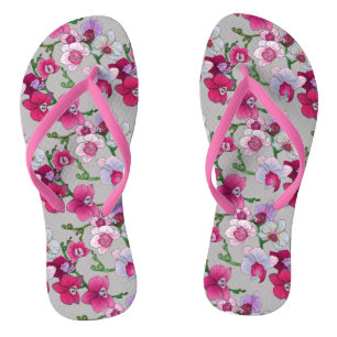 Pink Orchids In Bloom Flip Flops