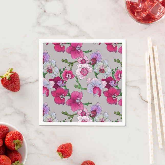 Pink Orchids In Bloom Napkin (Insitu)