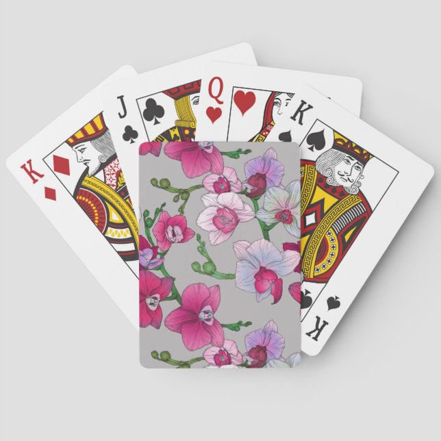 Pink Orchids In Bloom Playing Cards (Back)