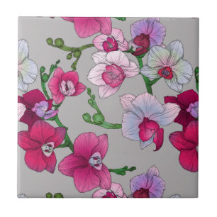 Pink Orchids In Bloom Tile
