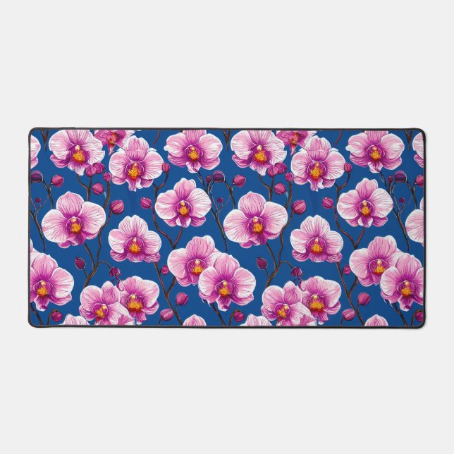 Pink Orchids pattern Desk Mat (Front)