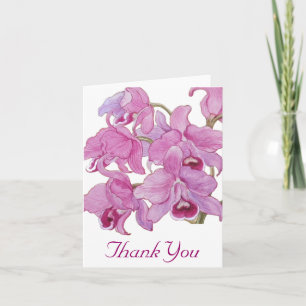Pink Orchids Thank You Card