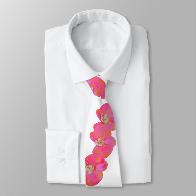 Pink Orchids Tie (Tied)