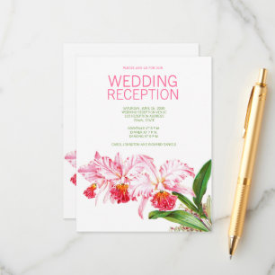 Pink Orchids Watercolor Wedding Reception Enclosure Card