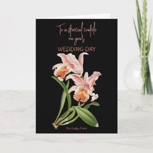 Pink Orchids Wedding Holiday Card