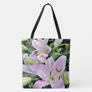 Pink Oriental Lilies Tote Bag