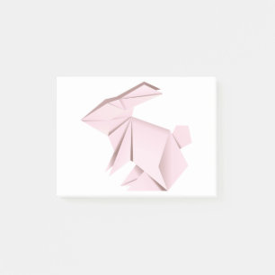 Pink origami rabbit post-it notes